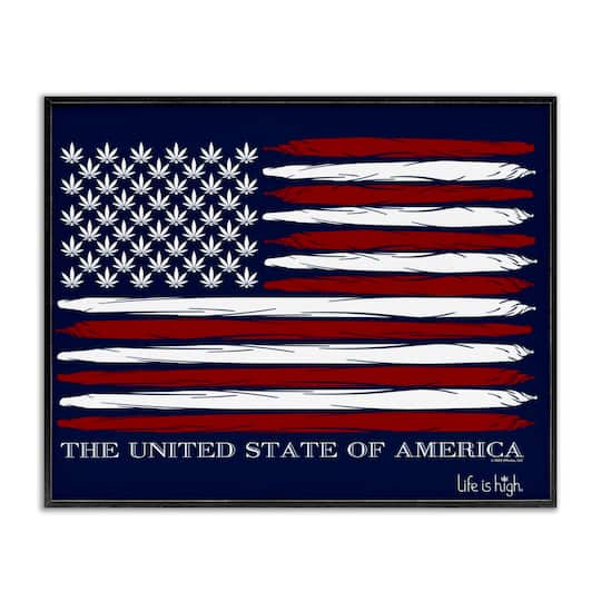 Stupell Industries Herb America Flag Framed Giclee Art